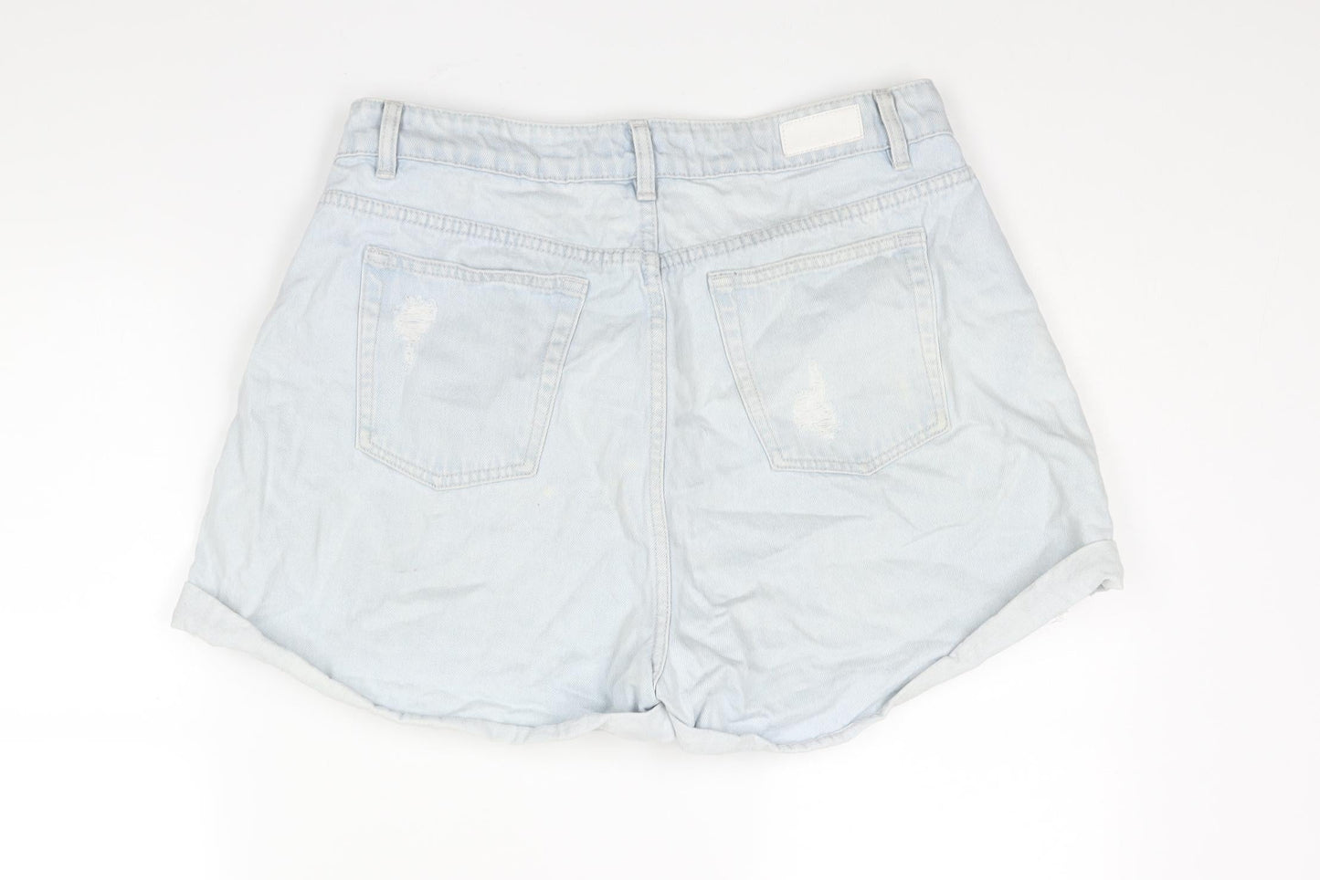 Aere Womens Blue Cotton Boyfriend Shorts Size 32 in Regular Zip - Distressed