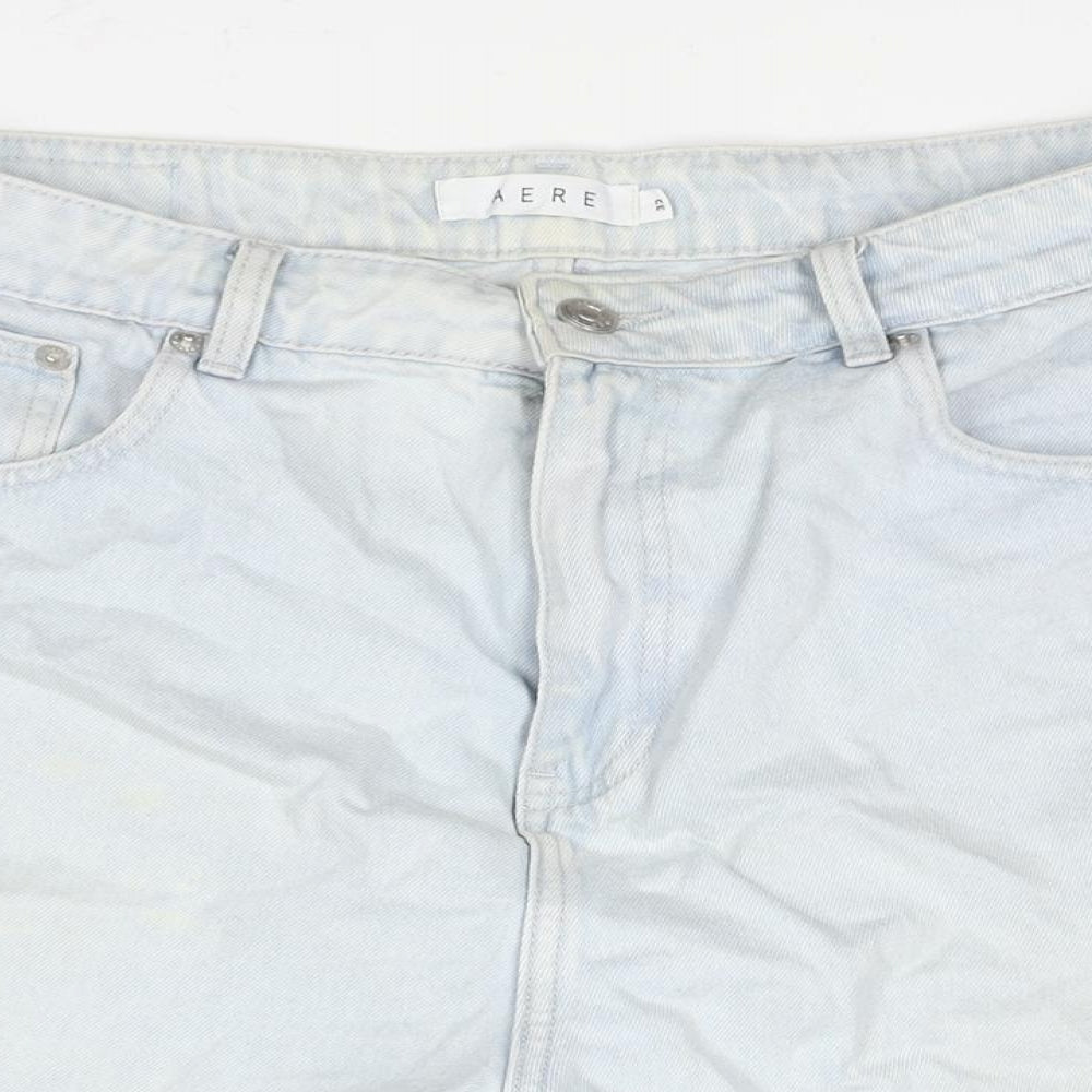 Aere Womens Blue Cotton Boyfriend Shorts Size 32 in Regular Zip - Distressed