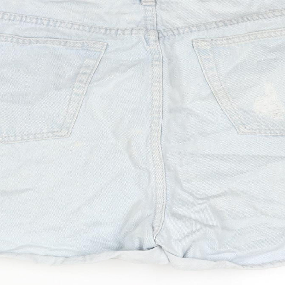 Aere Womens Blue Cotton Boyfriend Shorts Size 32 in Regular Zip - Distressed