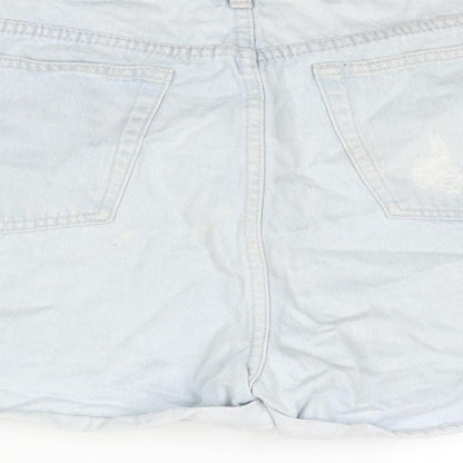 Aere Womens Blue Cotton Boyfriend Shorts Size 32 in Regular Zip - Distressed