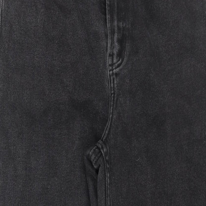 Denim & Co. Womens Grey Cotton Mom Jeans Size 14 L27 in Regular Zip - Raw Hem