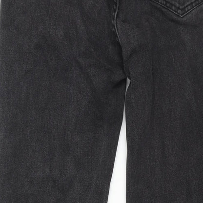 Denim & Co. Womens Grey Cotton Mom Jeans Size 14 L27 in Regular Zip - Raw Hem