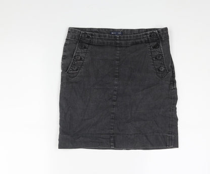 Gap Womens Grey Cotton Straight & Pencil Skirt Size S Zip