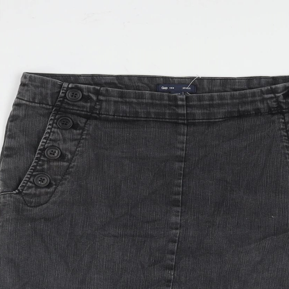 Gap Womens Grey Cotton Straight & Pencil Skirt Size S Zip