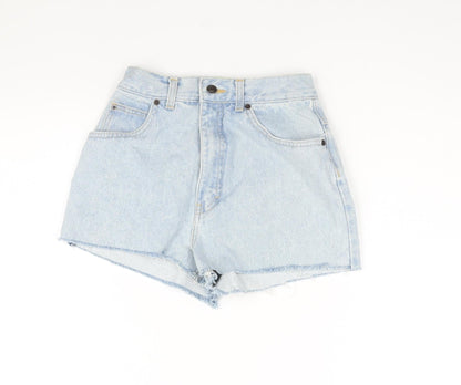 St Michael Womens Blue Cotton Cut-Off Shorts Size 12 Regular Zip