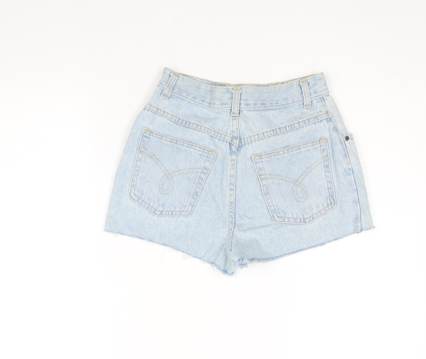 St Michael Womens Blue Cotton Cut-Off Shorts Size 12 Regular Zip