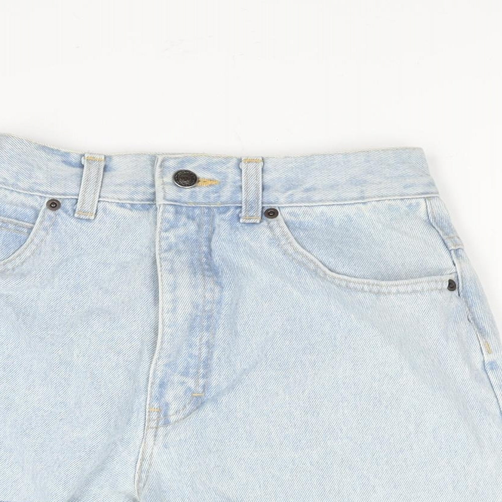 St Michael Womens Blue Cotton Cut-Off Shorts Size 12 Regular Zip