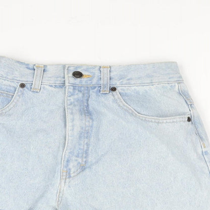 St Michael Womens Blue Cotton Cut-Off Shorts Size 12 Regular Zip