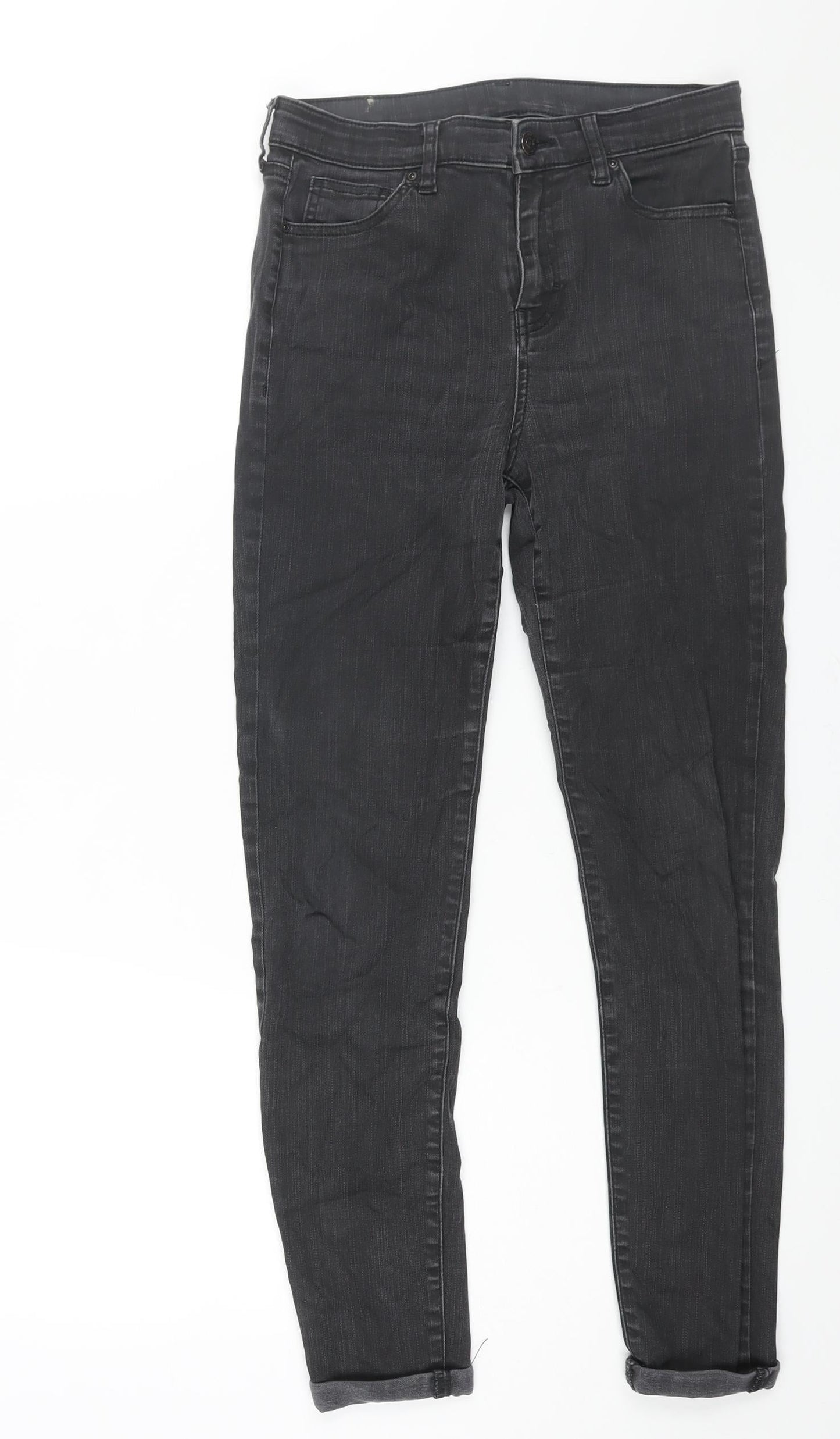 Topshop Womens Black Cotton Skinny Jeans Size 30 L34 in Regular Zip