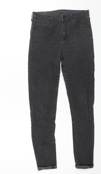 Topshop Womens Black Cotton Skinny Jeans Size 30 L34 in Regular Zip