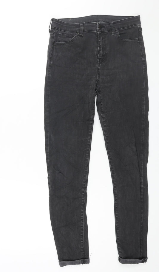 Topshop Womens Black Cotton Skinny Jeans Size 30 L34 in Regular Zip
