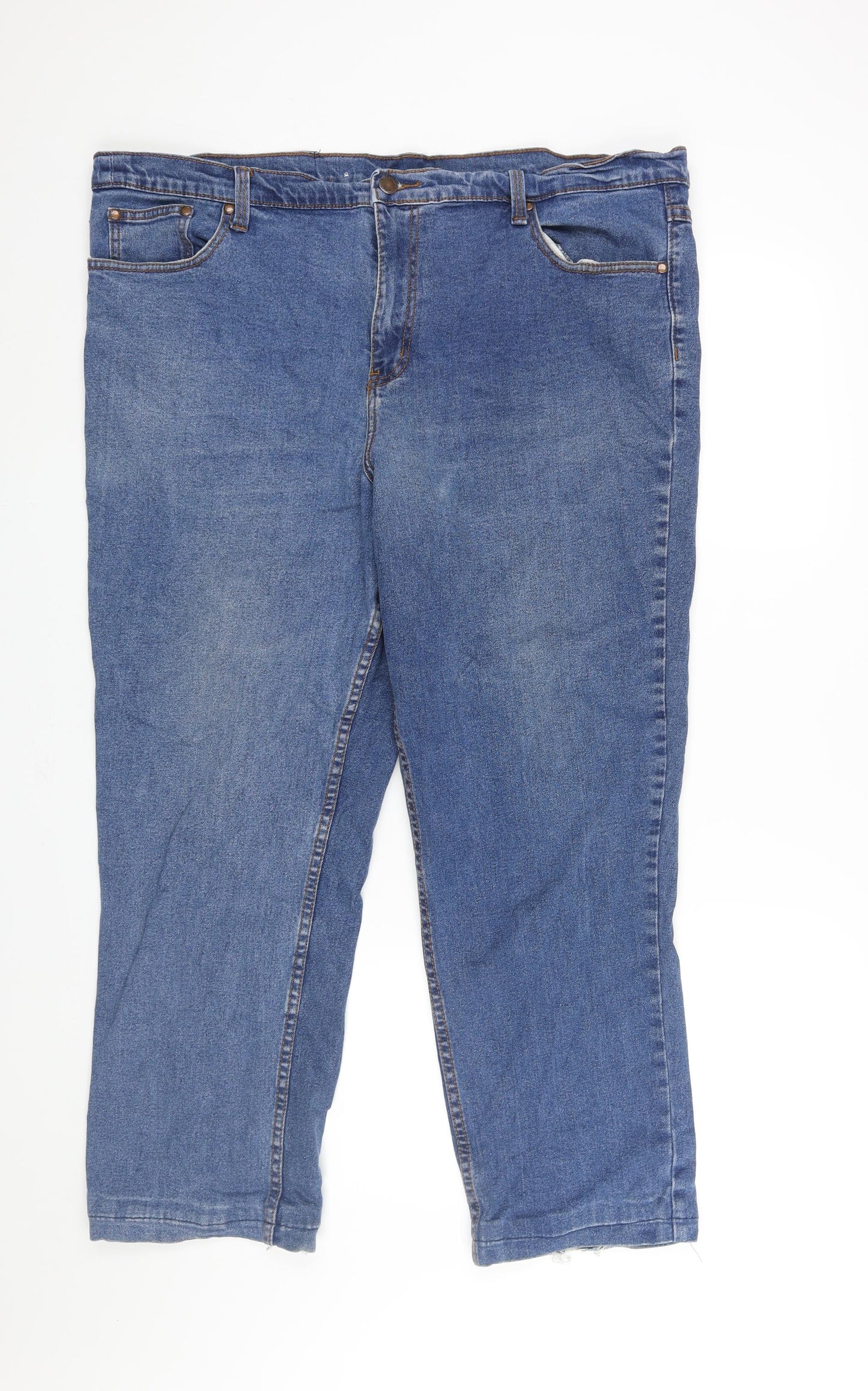 Cotton Traders Mens Blue Cotton Tapered Jeans Size 42 in L26 in Regular Zip