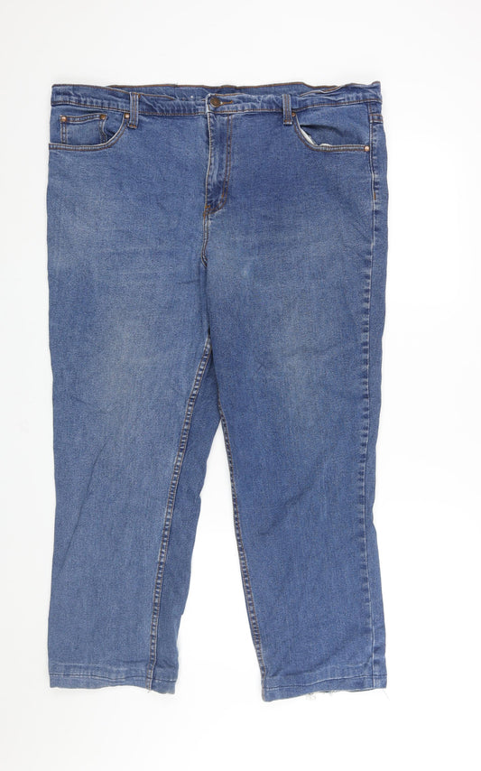 Cotton Traders Mens Blue Cotton Tapered Jeans Size 42 in L26 in Regular Zip