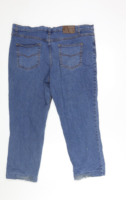 Cotton Traders Mens Blue Cotton Tapered Jeans Size 42 in L26 in Regular Zip
