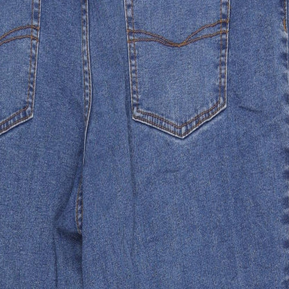 Cotton Traders Mens Blue Cotton Tapered Jeans Size 42 in L26 in Regular Zip