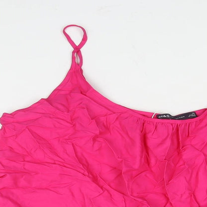 Marks and Spencer Womens Pink Viscose A-Line Size 16 Scoop Neck Pullover - Smocked