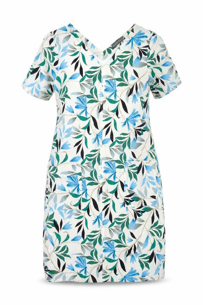 Marks and Spencer Womens Multicoloured Geometric Linen Shift Size 8 V-Neck Pullover - Floral Print