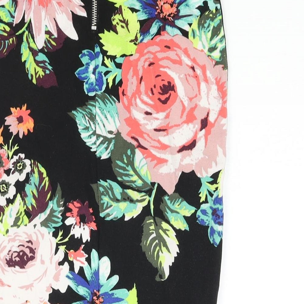 H&M Womens Multicoloured Floral Polyester Straight & Pencil Skirt Size XS Zip - Mark on front
