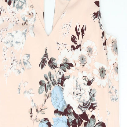 NEXT Womens Pink Floral Polyester Shift Size 10 V-Neck Button
