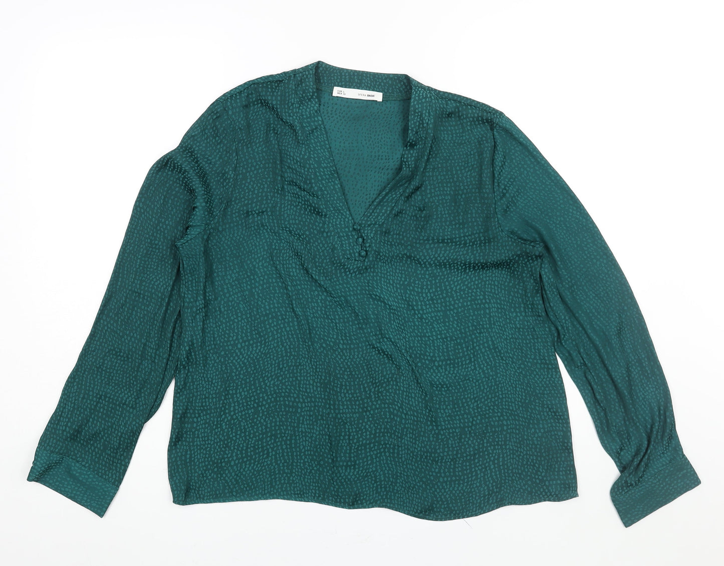 Womens UK Size L Sfera Green Basic Blouse
