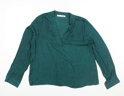 Womens UK Size L Sfera Green Basic Blouse