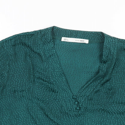 Womens UK Size L Sfera Green Basic Blouse
