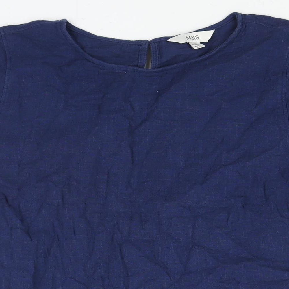 Womens UK Size 14 Marks and Spencer Blue Basic Blouse
