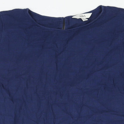 Womens UK Size 14 Marks and Spencer Blue Basic Blouse