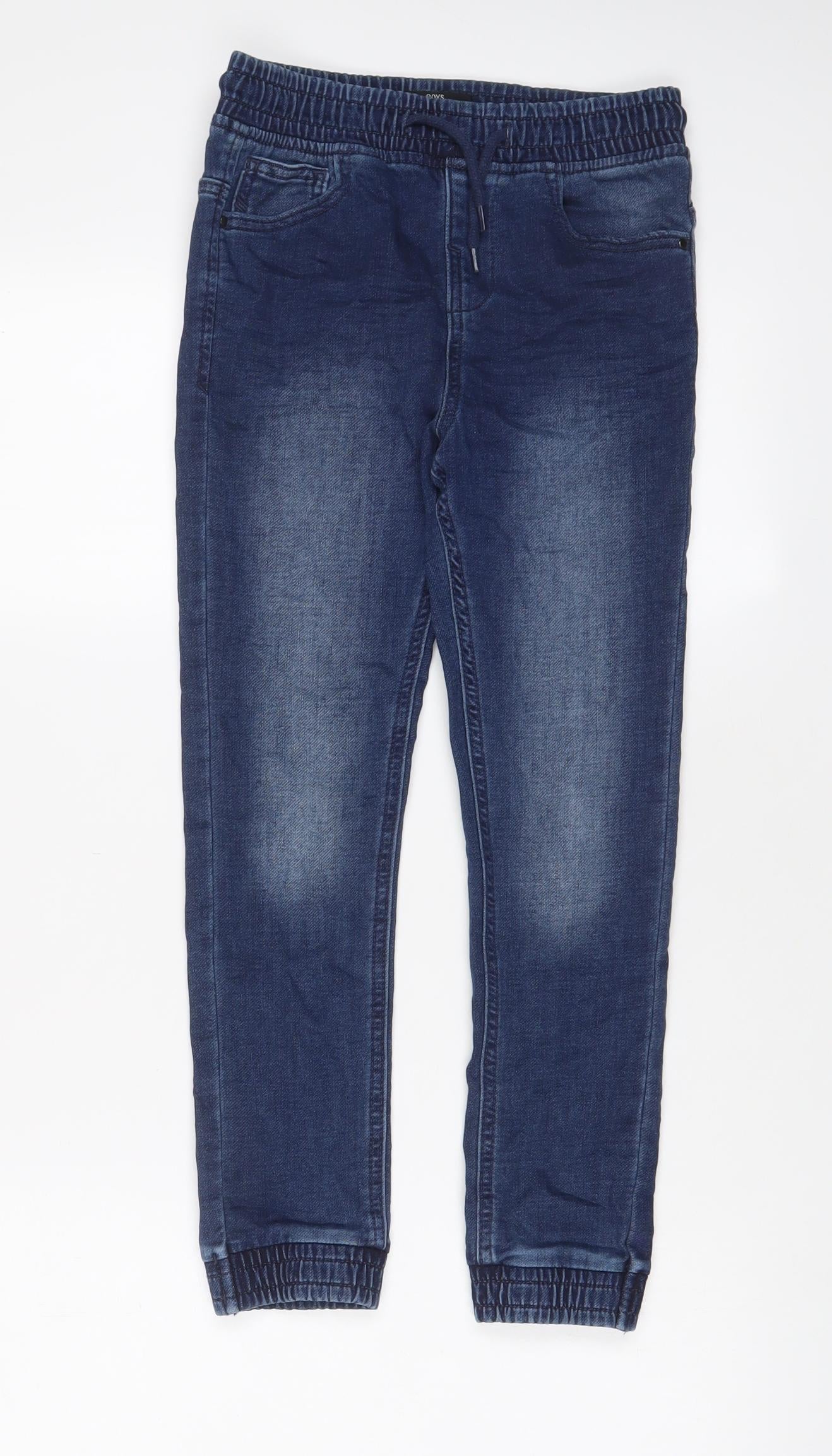 Matalan Boys Blue Cotton Tapered Jeans Size 9 Months L22 in Regular Drawstring