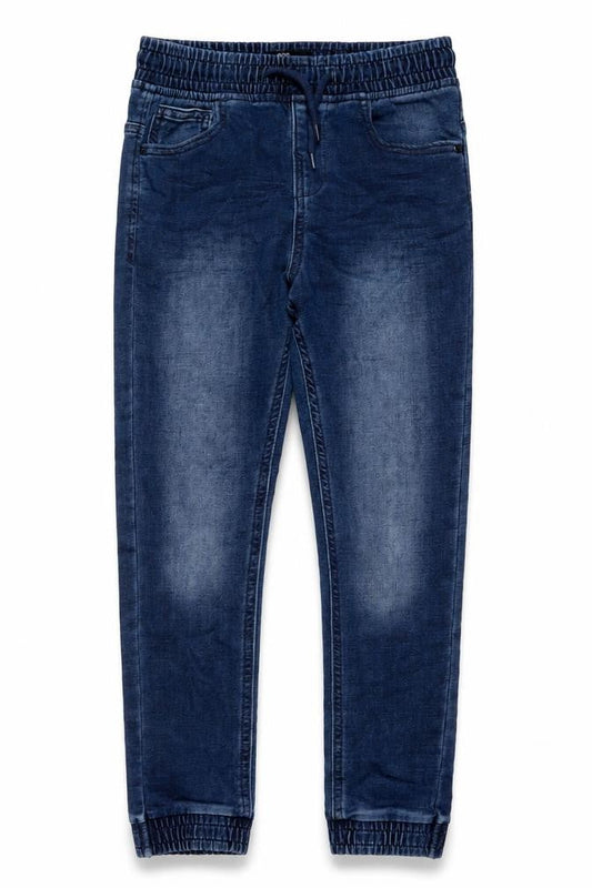 Matalan Boys Blue Cotton Tapered Jeans Size 9 Months L22 in Regular Drawstring