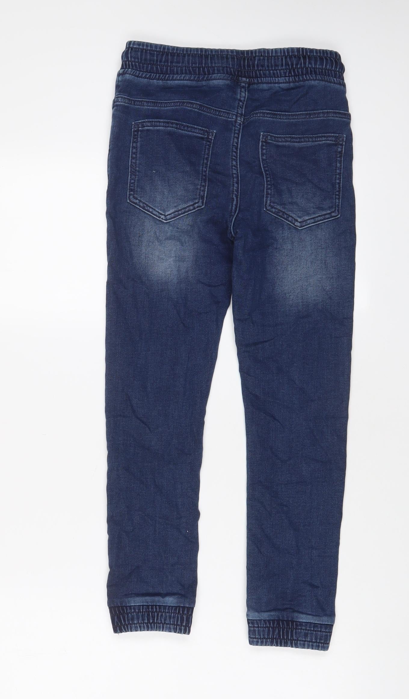 Matalan Boys Blue Cotton Tapered Jeans Size 9 Months L22 in Regular Drawstring