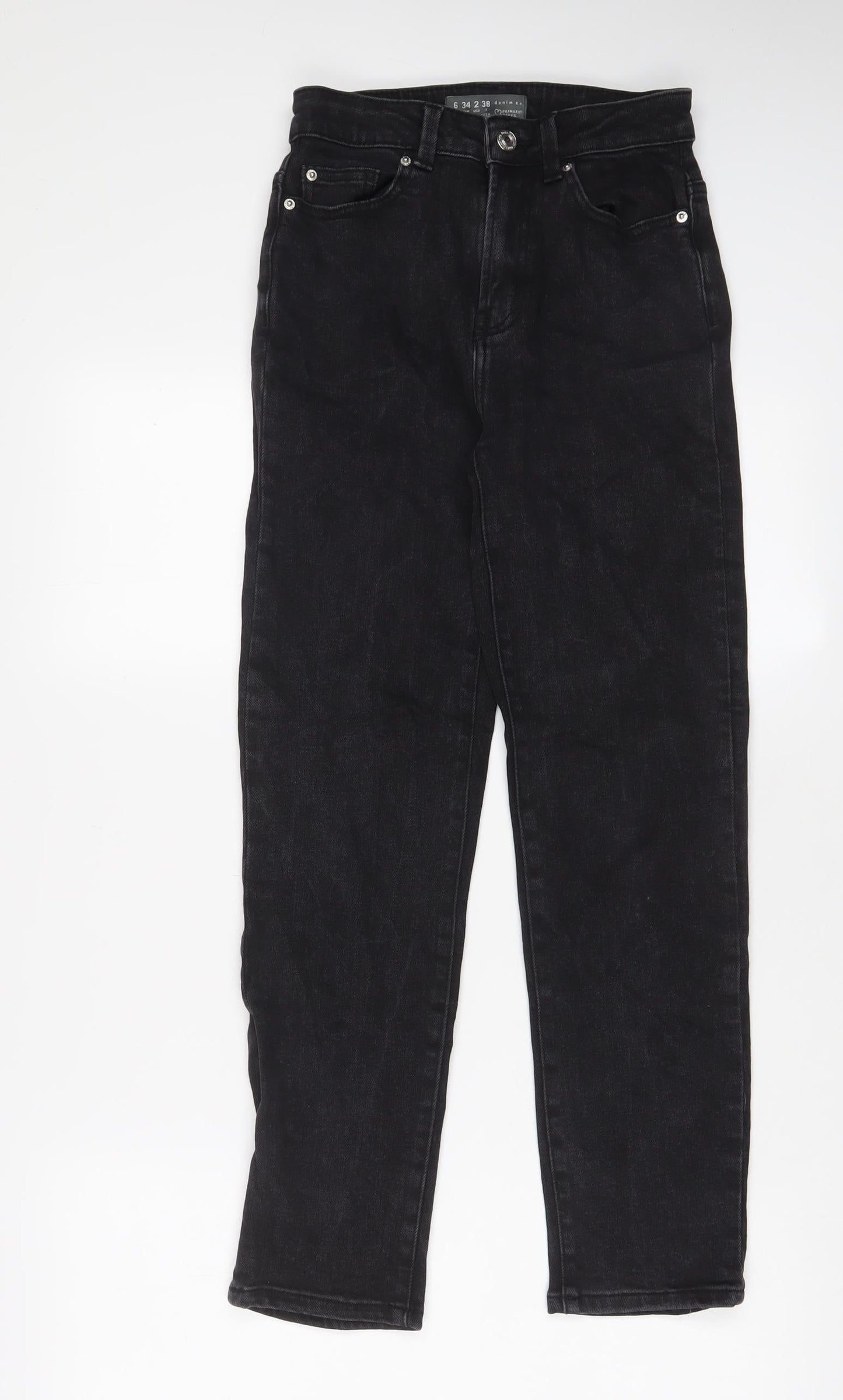 Denim & Co. Womens Black Cotton Straight Jeans Size 6 L26 in Regular Zip