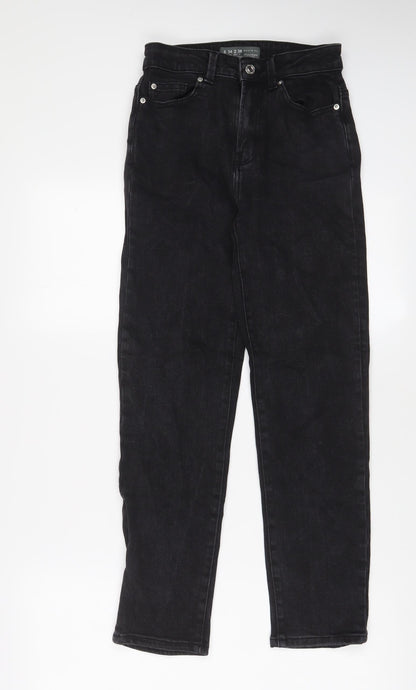 Denim & Co. Womens Black Cotton Straight Jeans Size 6 L26 in Regular Zip