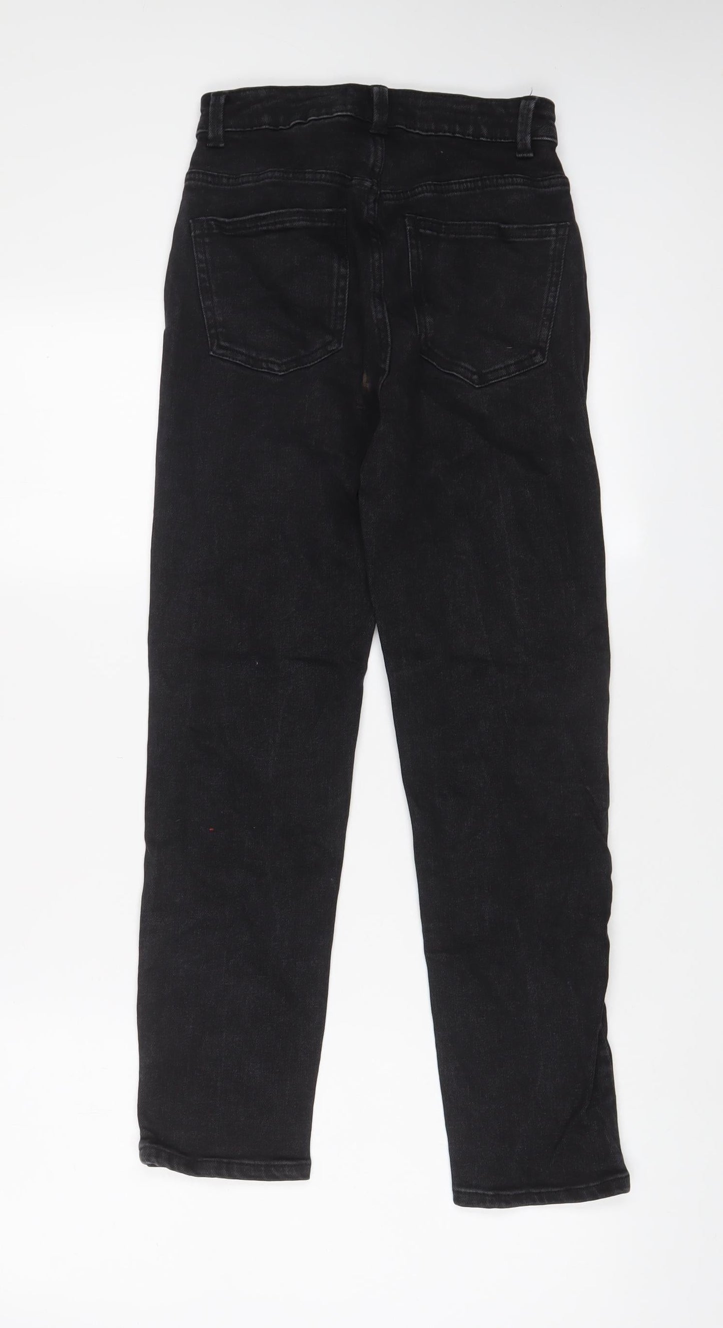 Denim & Co. Womens Black Cotton Straight Jeans Size 6 L26 in Regular Zip