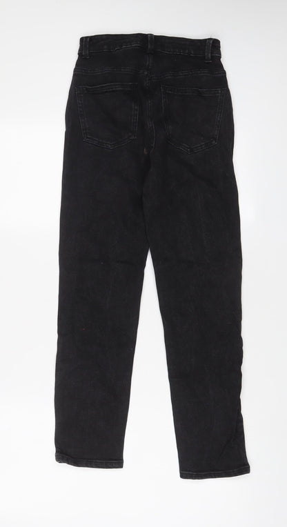 Denim & Co. Womens Black Cotton Straight Jeans Size 6 L26 in Regular Zip
