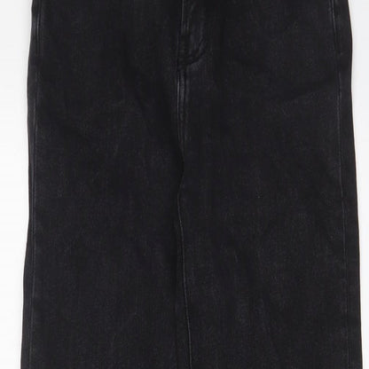 Denim & Co. Womens Black Cotton Straight Jeans Size 6 L26 in Regular Zip