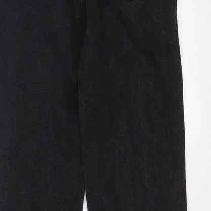 Denim & Co. Womens Black Cotton Straight Jeans Size 6 L26 in Regular Zip