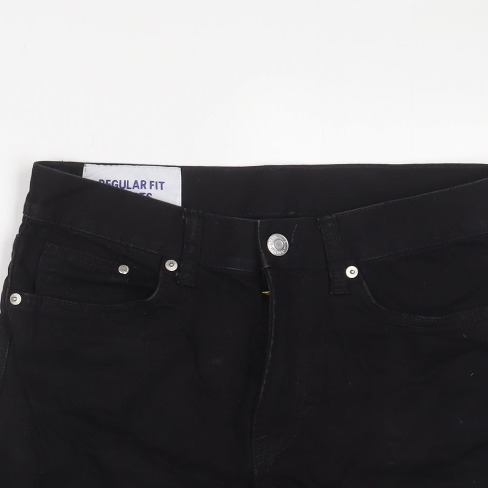 H&M Mens Black Cotton Bootcut Jeans Size 28 in Regular Zip