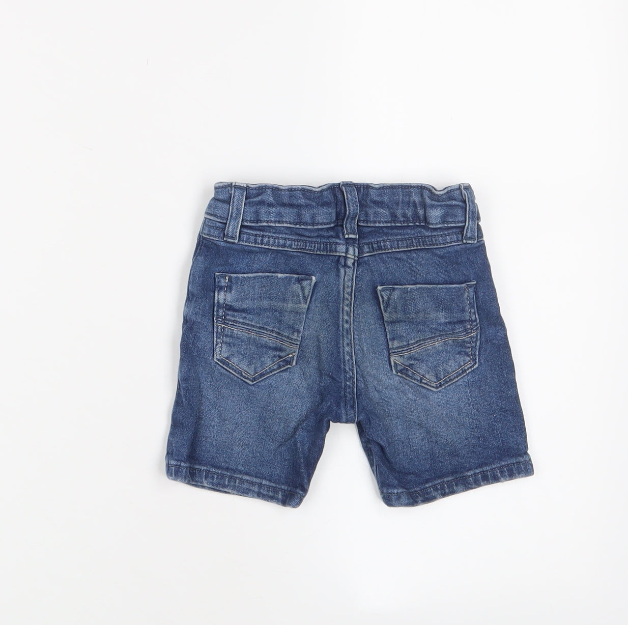 River Island Boys Blue Cotton Cropped Trousers Size 9-12 Months Zip - Adjustable waist