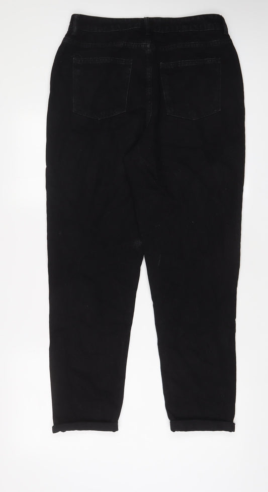 Denim & Co. Womens Black Cotton Straight Jeans Size 12 L28 in Regular Zip