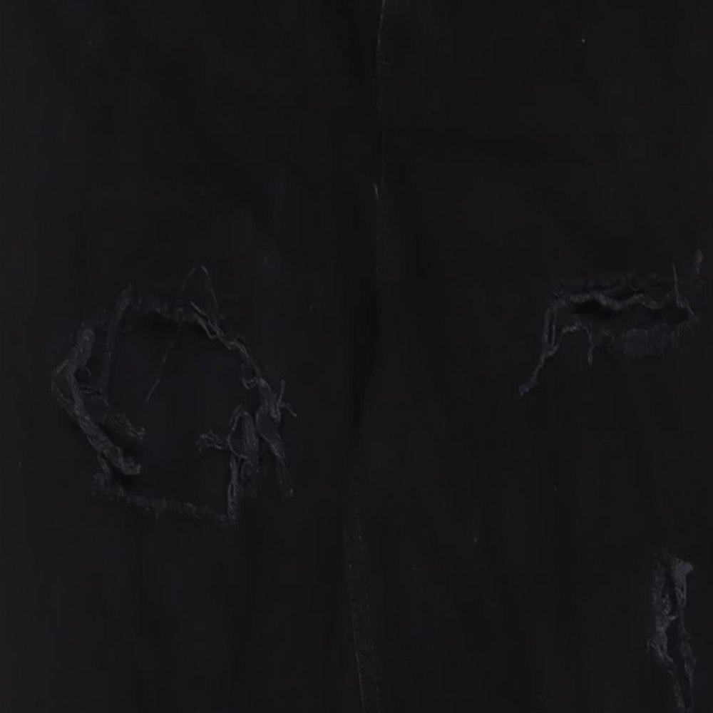 Denim & Co. Womens Black Cotton Straight Jeans Size 12 L28 in Regular Zip