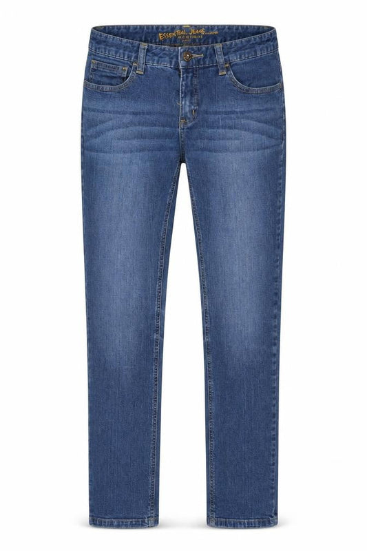Essentials Jeans Womens Blue Cotton Tapered Jeans Size 28 in L31 in Regular Zip