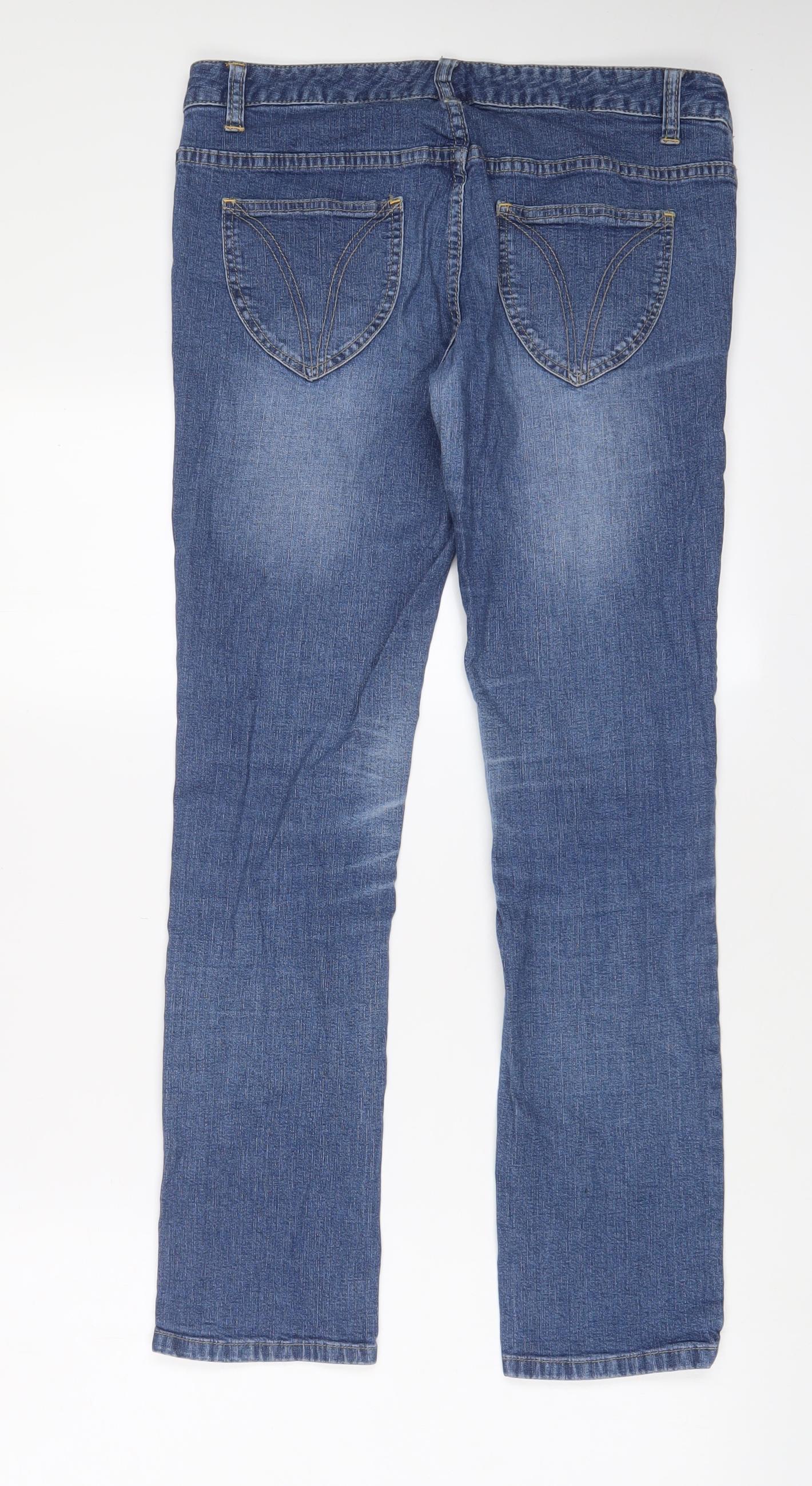 Essential Jeans Womens Blue Cotton Tapered Jeans Size 28 in L31 in Regular Zip
