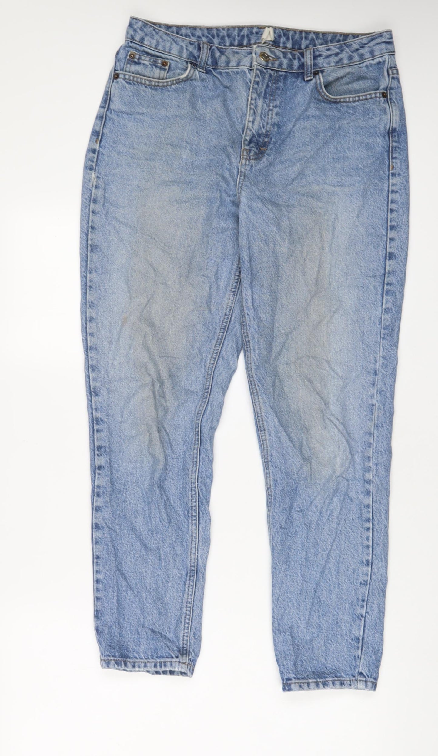 Topshop Womens Blue Cotton Mom Jeans Size 30 in L32 in Regular Zip