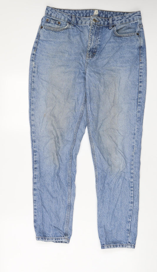 Topshop Womens Blue Cotton Mom Jeans Size 30 in L32 in Regular Zip