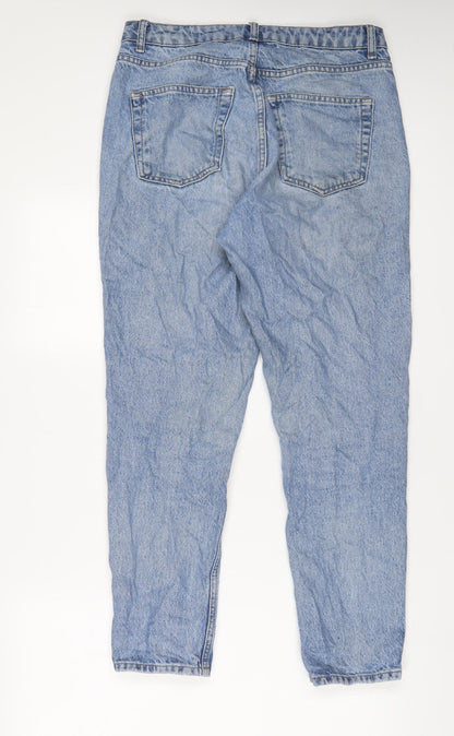 Topshop Womens Blue Cotton Mom Jeans Size 30 in L32 in Regular Zip