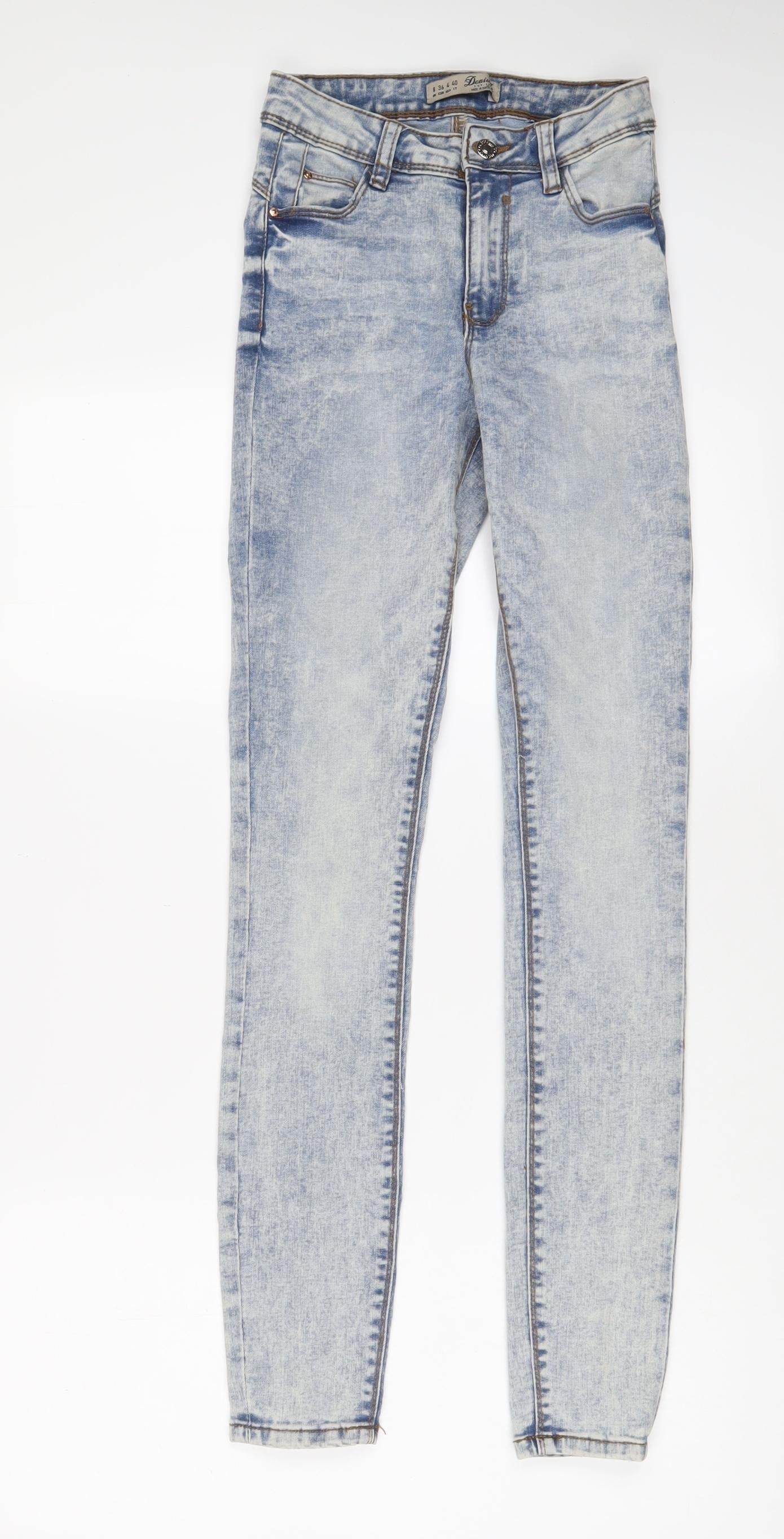 Denim & Co. Womens Blue Cotton Skinny Jeans Size 8 L30 in Regular Zip