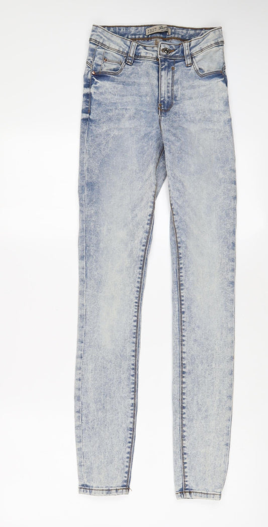 Denim & Co. Womens Blue Cotton Skinny Jeans Size 8 L30 in Regular Zip