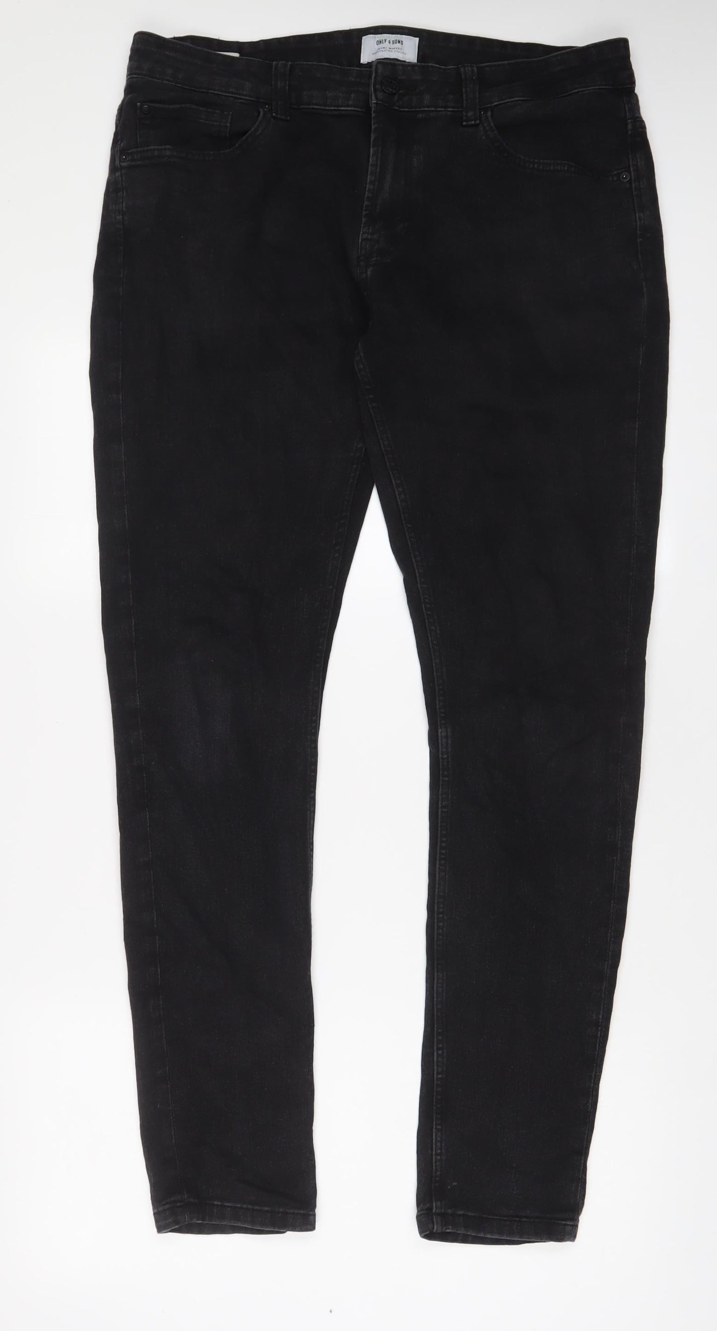 Mens UK Size 34 in ONLY & SONS Regular Fit Skinny Grey Jeans