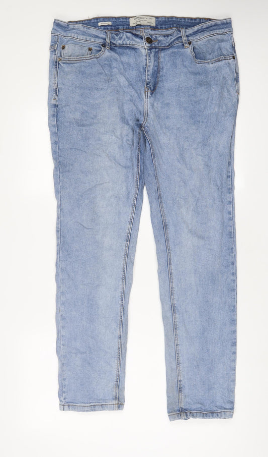 University Club Mens Blue Cotton Tapered Jeans Size 26 in L30 in Regular Zip